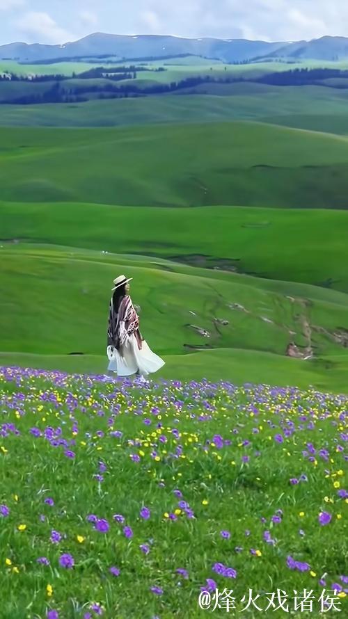 漫步在青青草原，伊人如诗如画